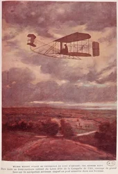 Wilbur Wright (1867-1912) lors de son vol record au Camp d